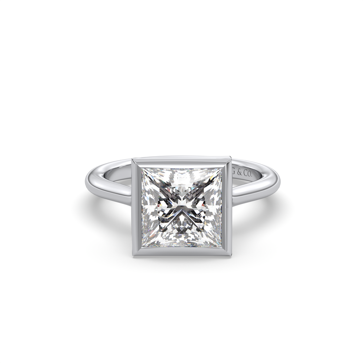 Rozella Princess Cut Cathedral Style Bezel and Low Setting Solitaire D ...
