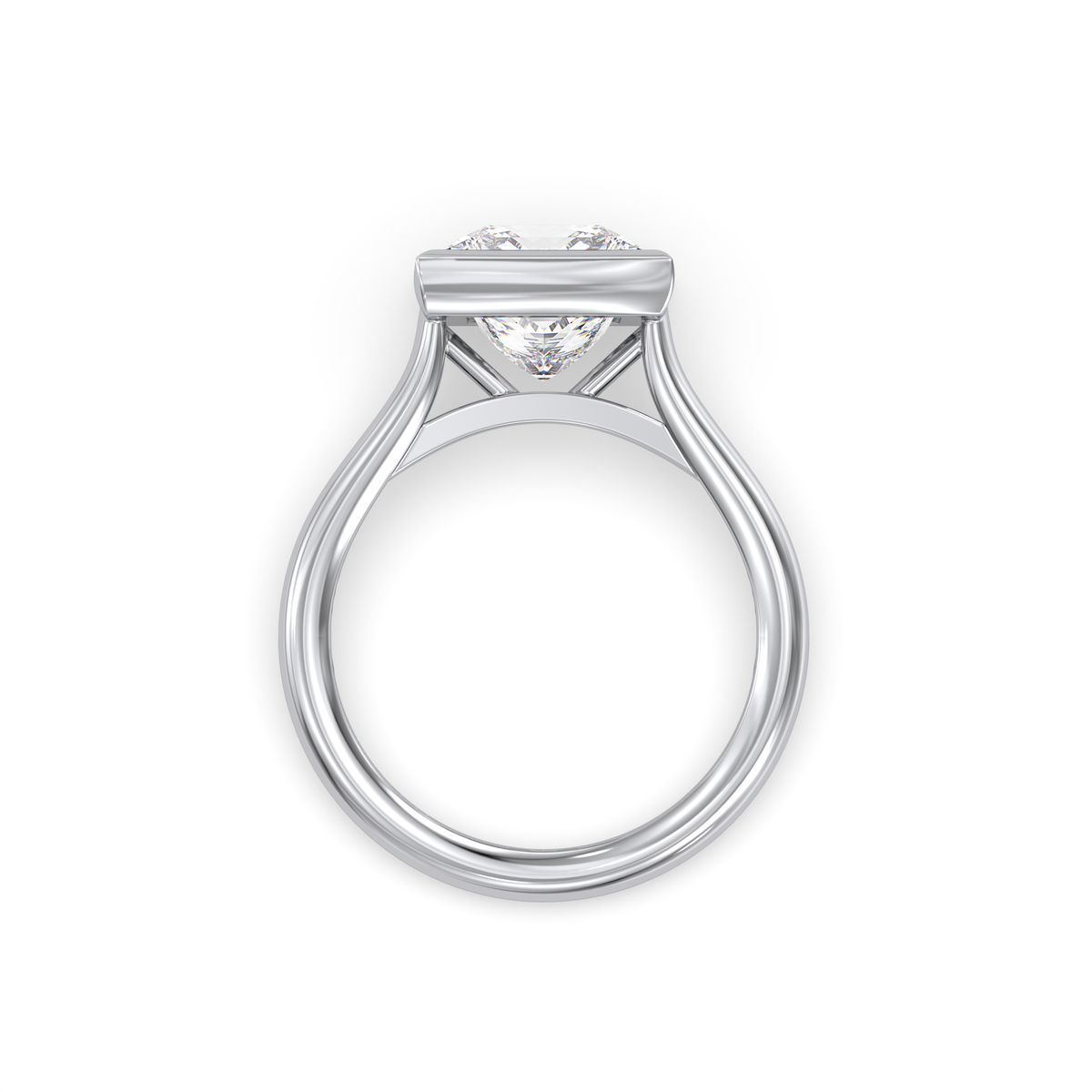 Rozella Princess Cut Cathedral Style Bezel and Low Setting Solitaire D ...