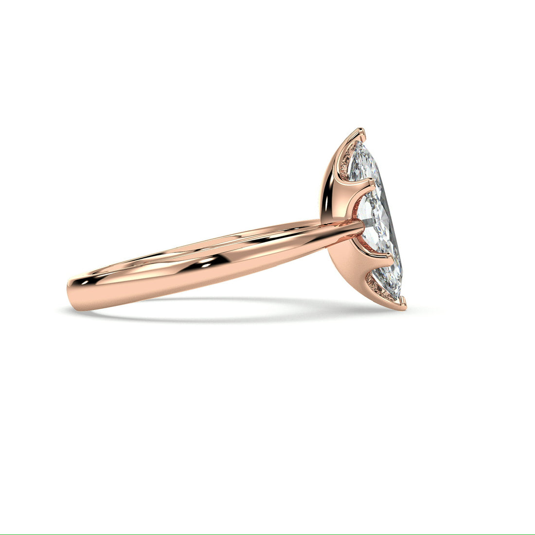 Nora Low Setting Marquise cut Solitaire Six Claw Tapered Band Diamond Engagement Ring - 18K Rose