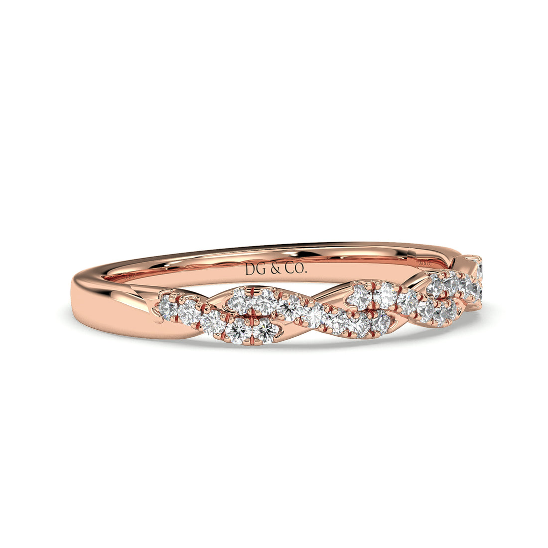 Norata Twist Diamond Anniversary Wedding Ring Pave Setting - 18K Rose