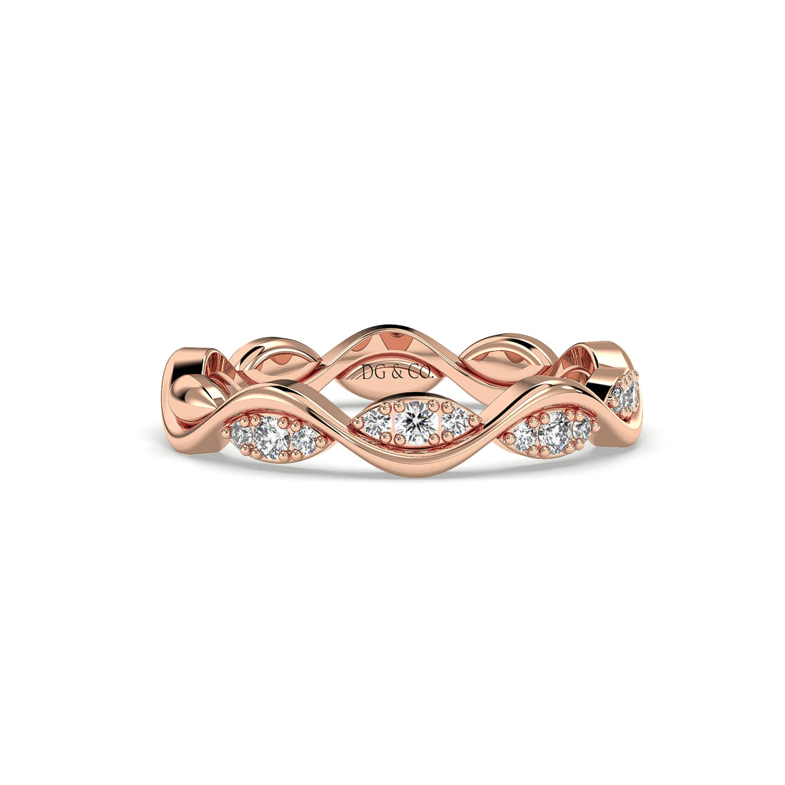 Laurel Interwoven Ladies Diamond Wedding Ring - 18K Rose