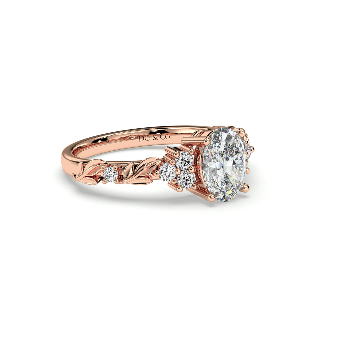 Nargis Oval Cut Four Claw Diamond Ring - 18K Rose