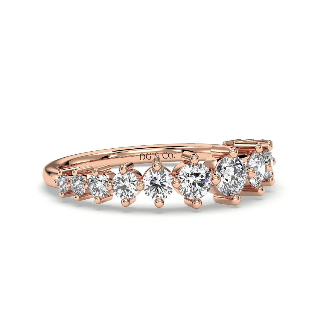 Confetti Ladies Diamond Brilliant Cut Claw Set Wedding Band - 18K Rose