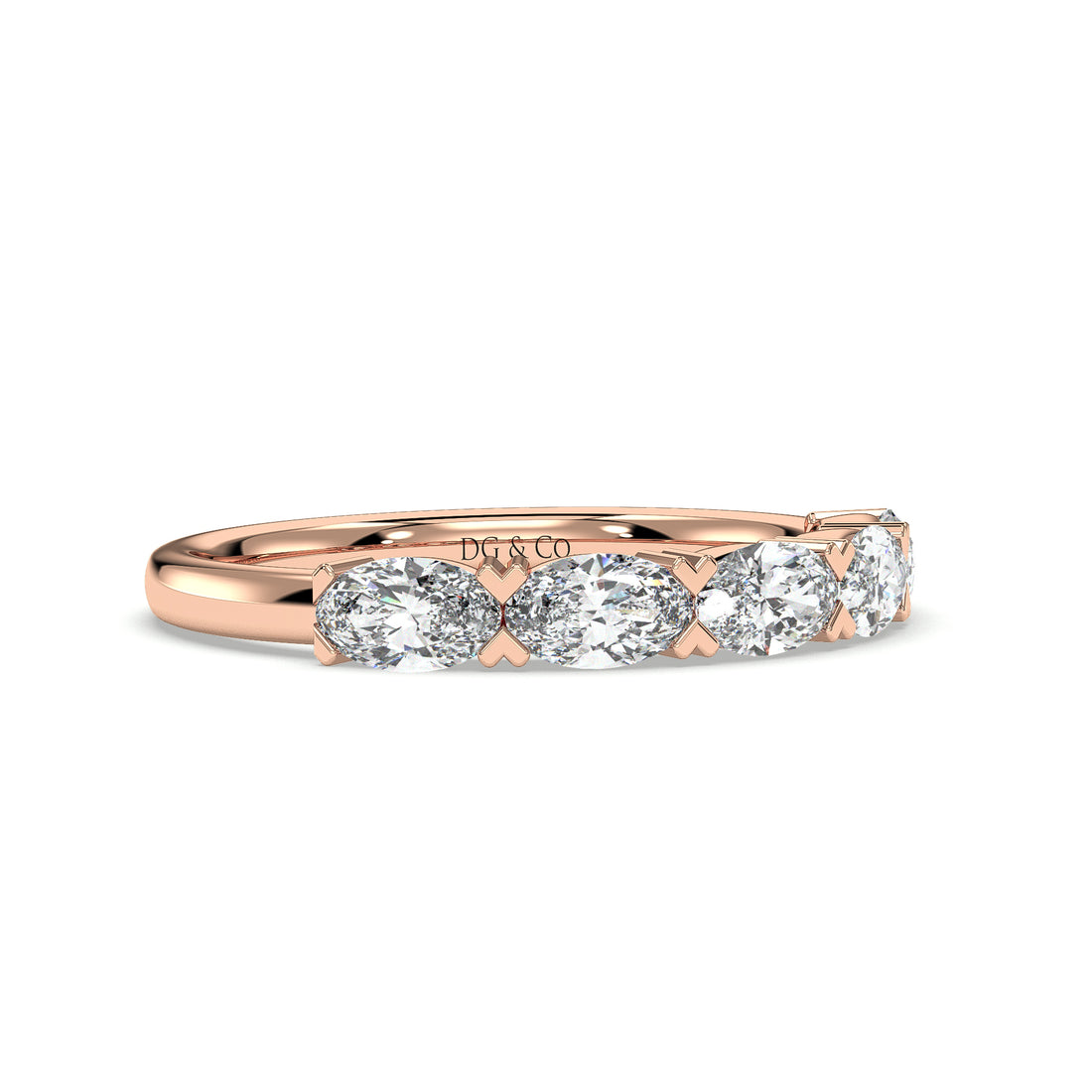 Kenny Oval Cut Heart Claw Setting Ladies Diamond Wedding Ring - 18K Rose