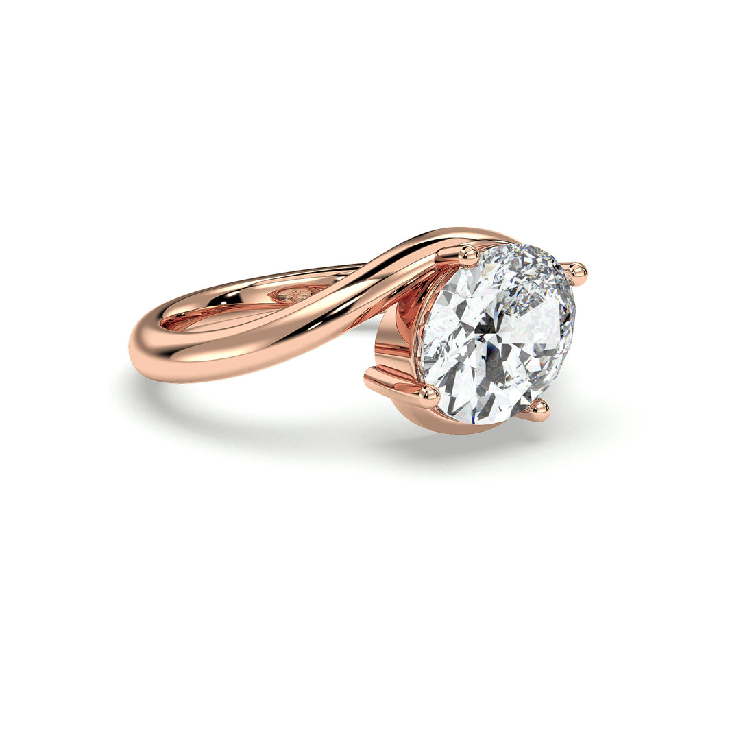 Mila Oval Cut East West Setting Solitaire Diamond Ring - 18K Rose