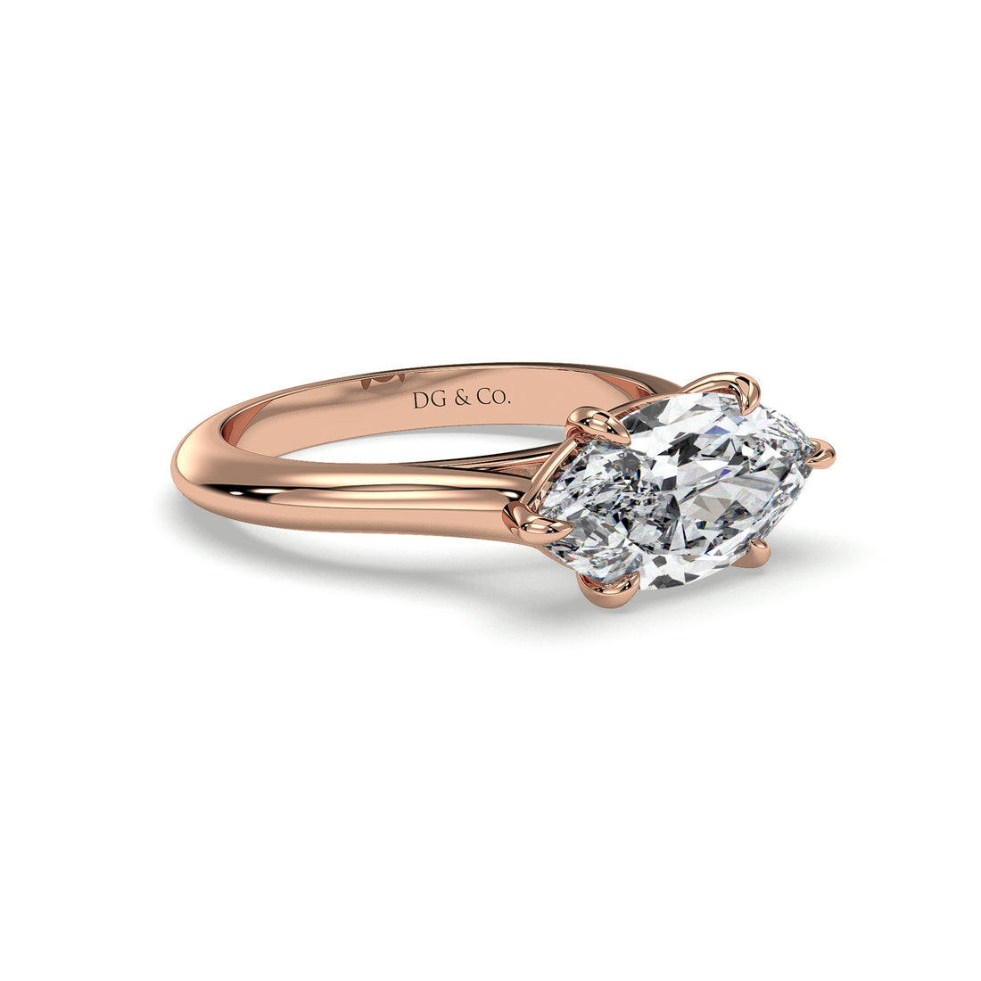 Sunday Marquise Cut Cathedral East West Setting Diamond Ring - 18K Rose