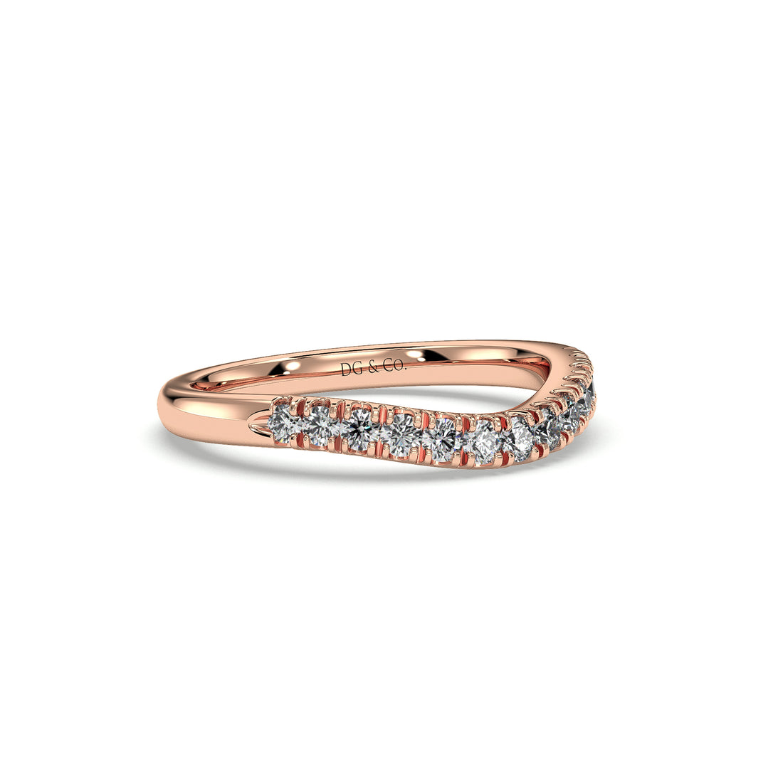 Caro Ladies Carved Diamond Wedding Ring Pave Setting - 18K Rose