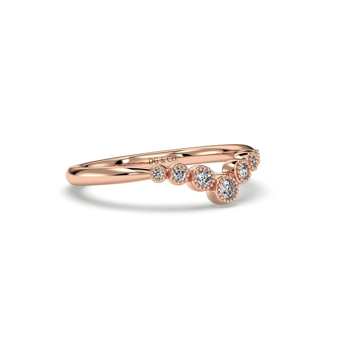 Isolda Antique style Diamond Wedding Ring Claw setting - 18K Rose