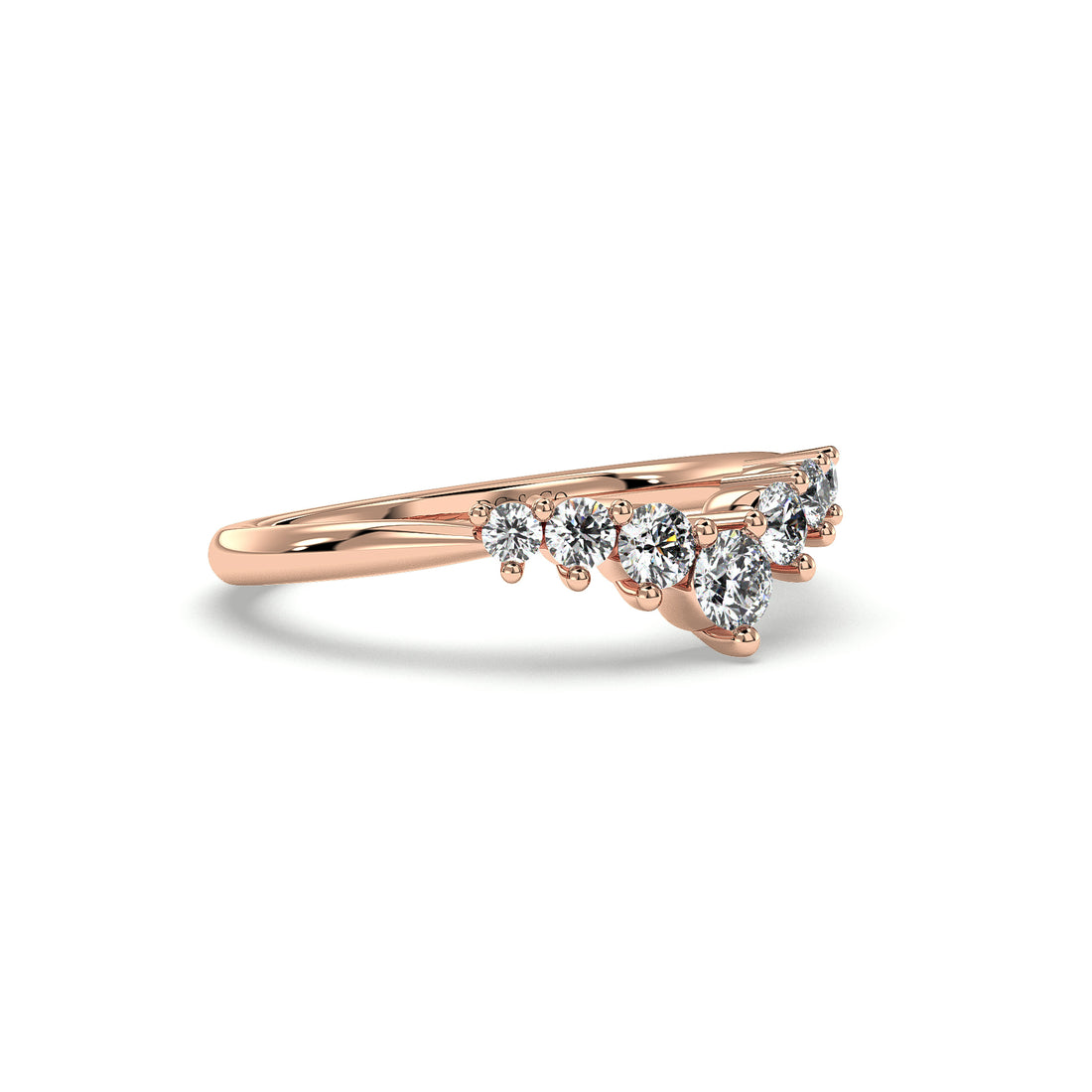 Mona Graduated Tiara Ladies Diamond Wedding Round Cut Setting - 18K Rose