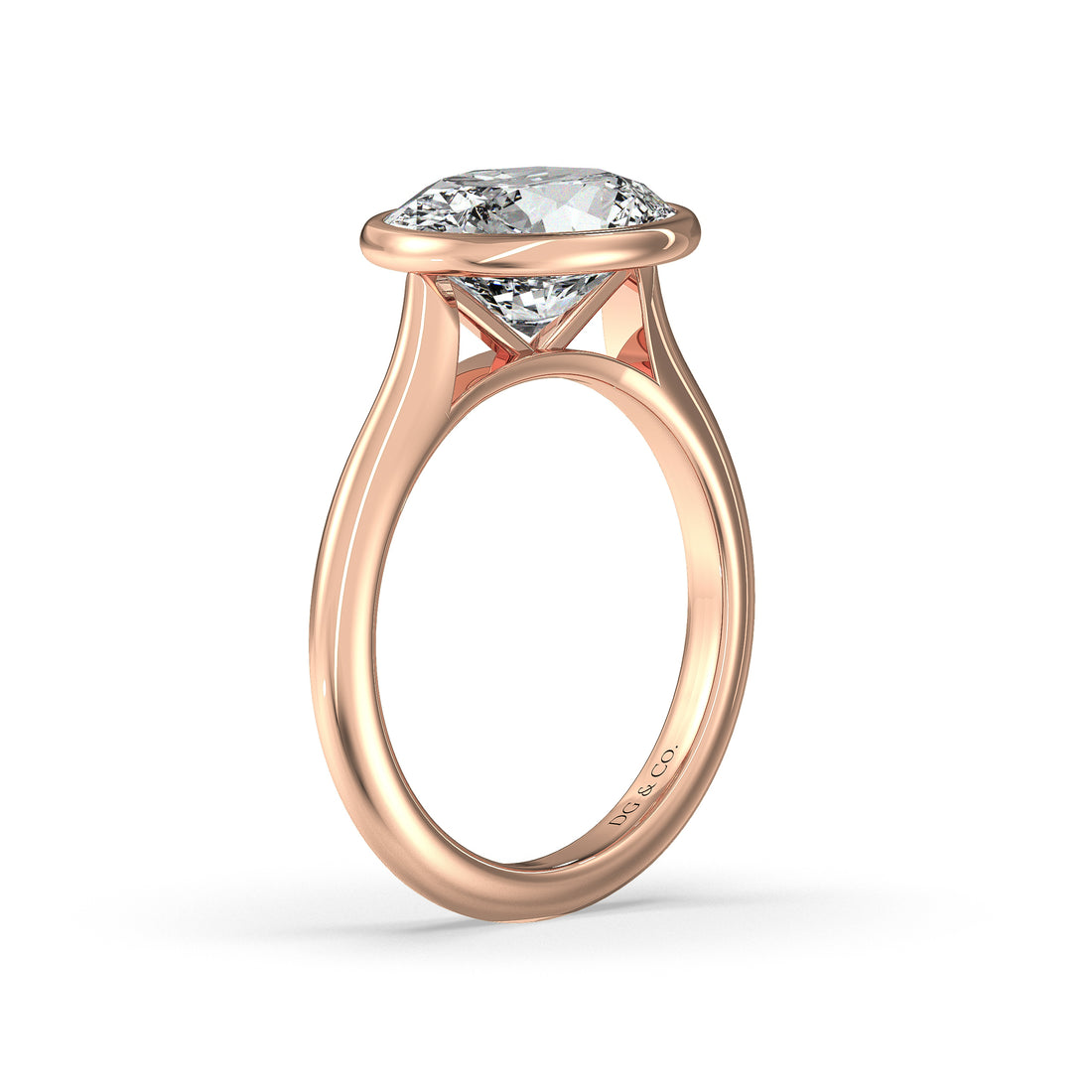 Nadine East West Oval Cut Bezel Setting Diamond Engagement ring - 18K Rose