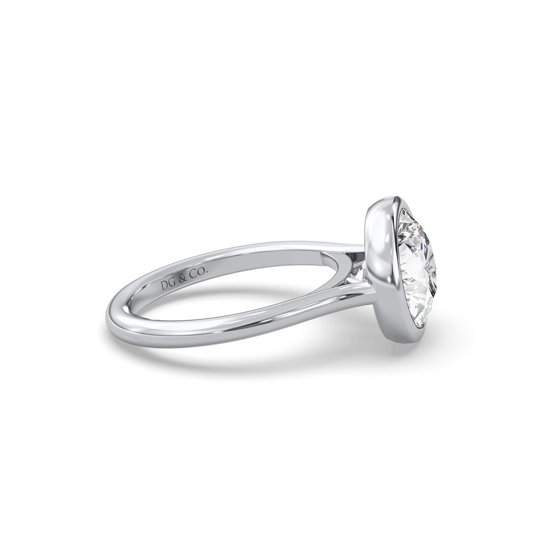 Melody Round Brilliant Cut Cathedral Bezel and Low Setting Solitaire Diamond Engagement Ring - 18K White