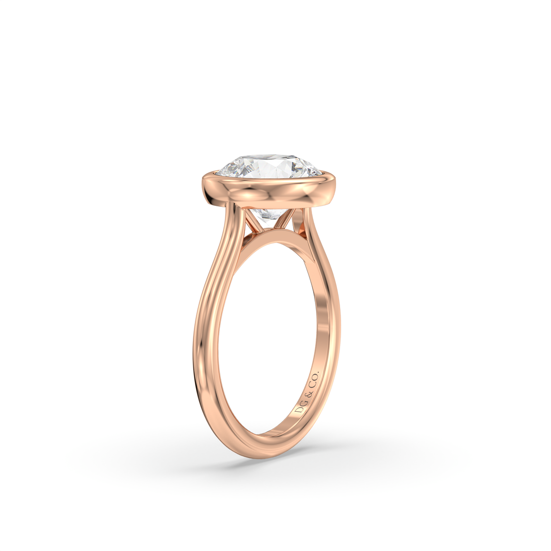 Melody Round Brilliant Cut Cathedral Bezel and Low Setting Solitaire Diamond Engagement Ring - 18K Rose