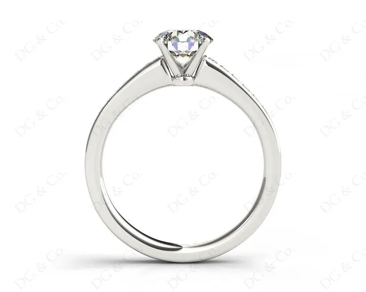 Round cut diamond ring with four claws set centre stone - Platinum - DG & Co. Jewellery