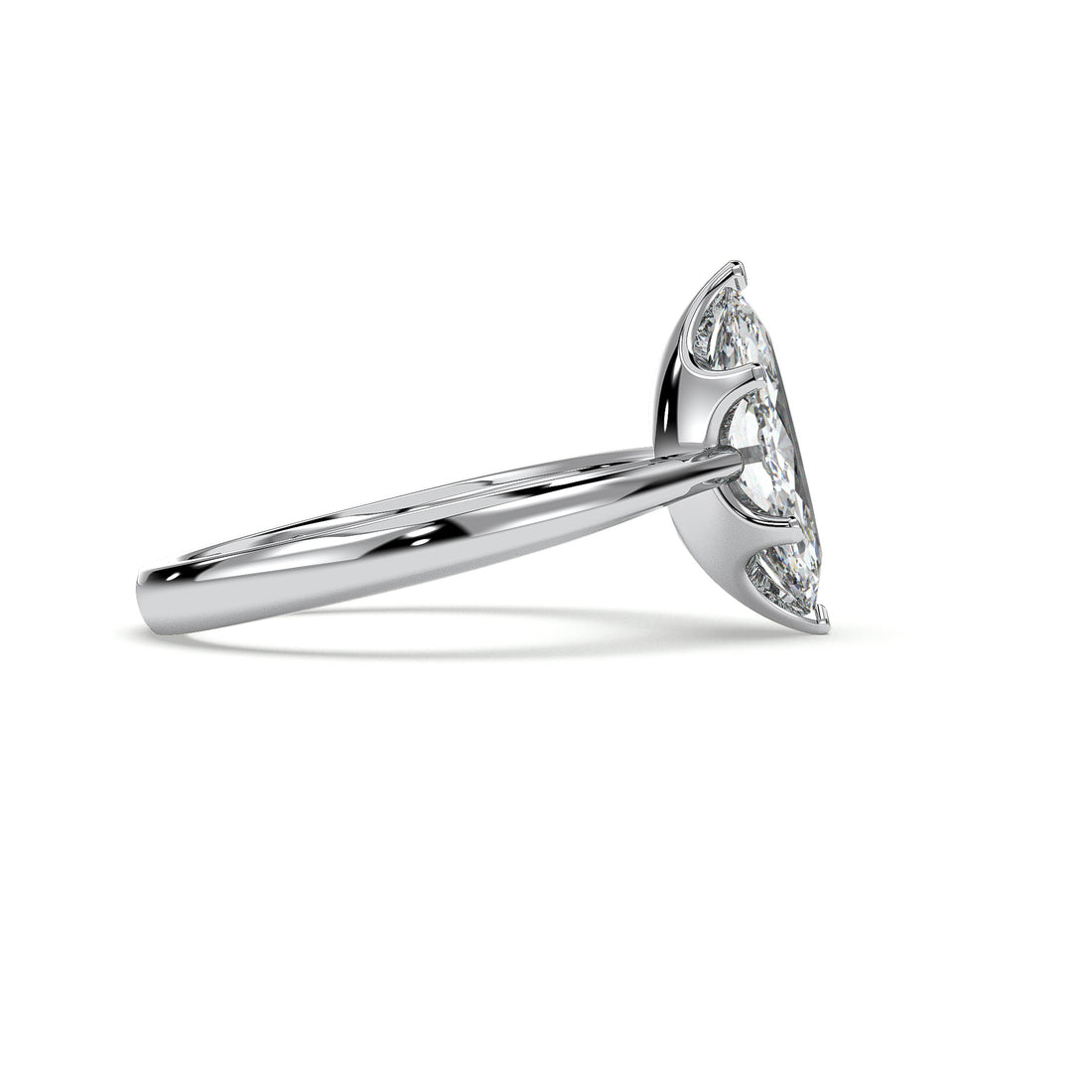 Nora Low Setting Marquise cut Solitaire Six Claw Tapered Band Diamond Engagement Ring - 18K White