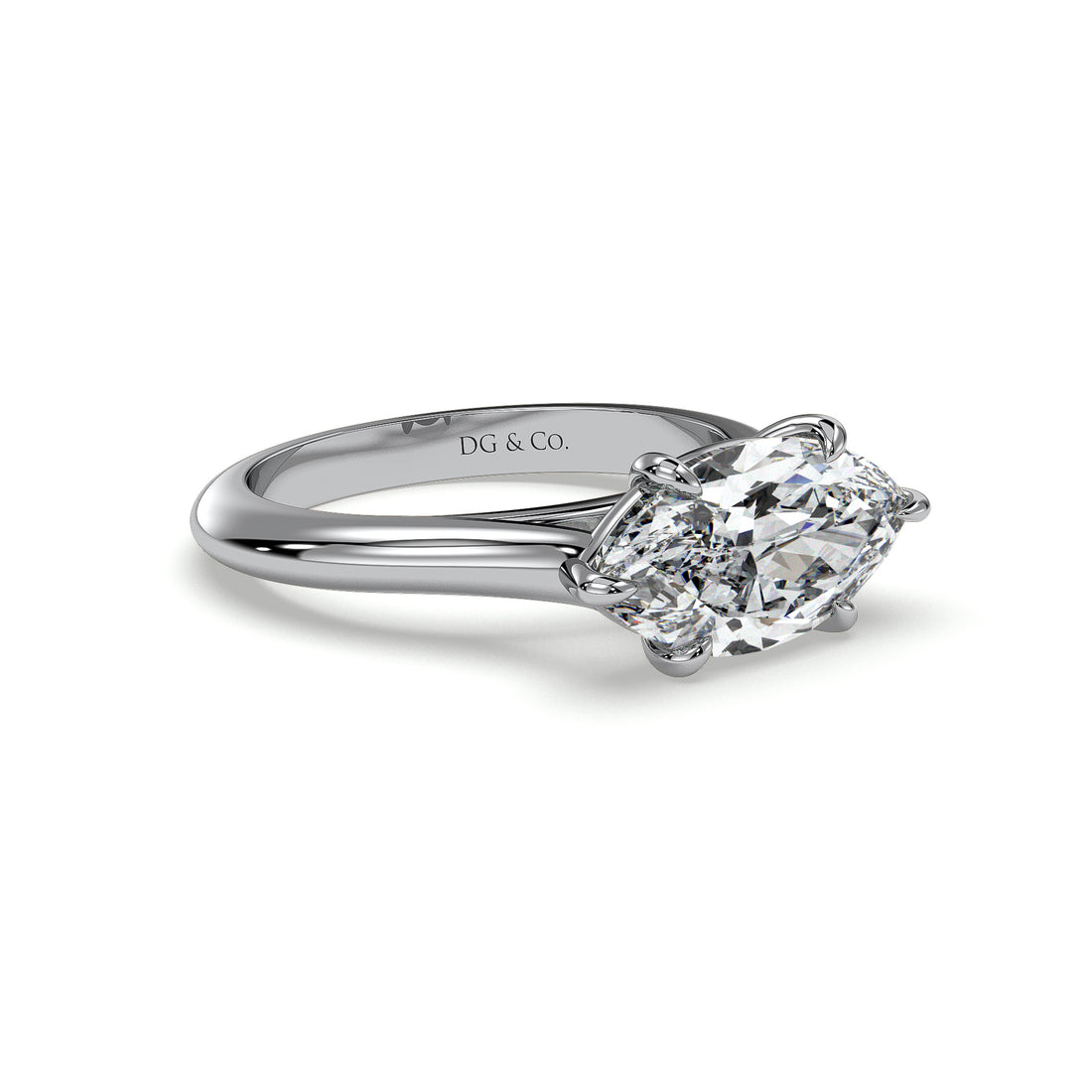 Sunday Marquise Cut Cathedral East West Setting Diamond Ring - 18K White