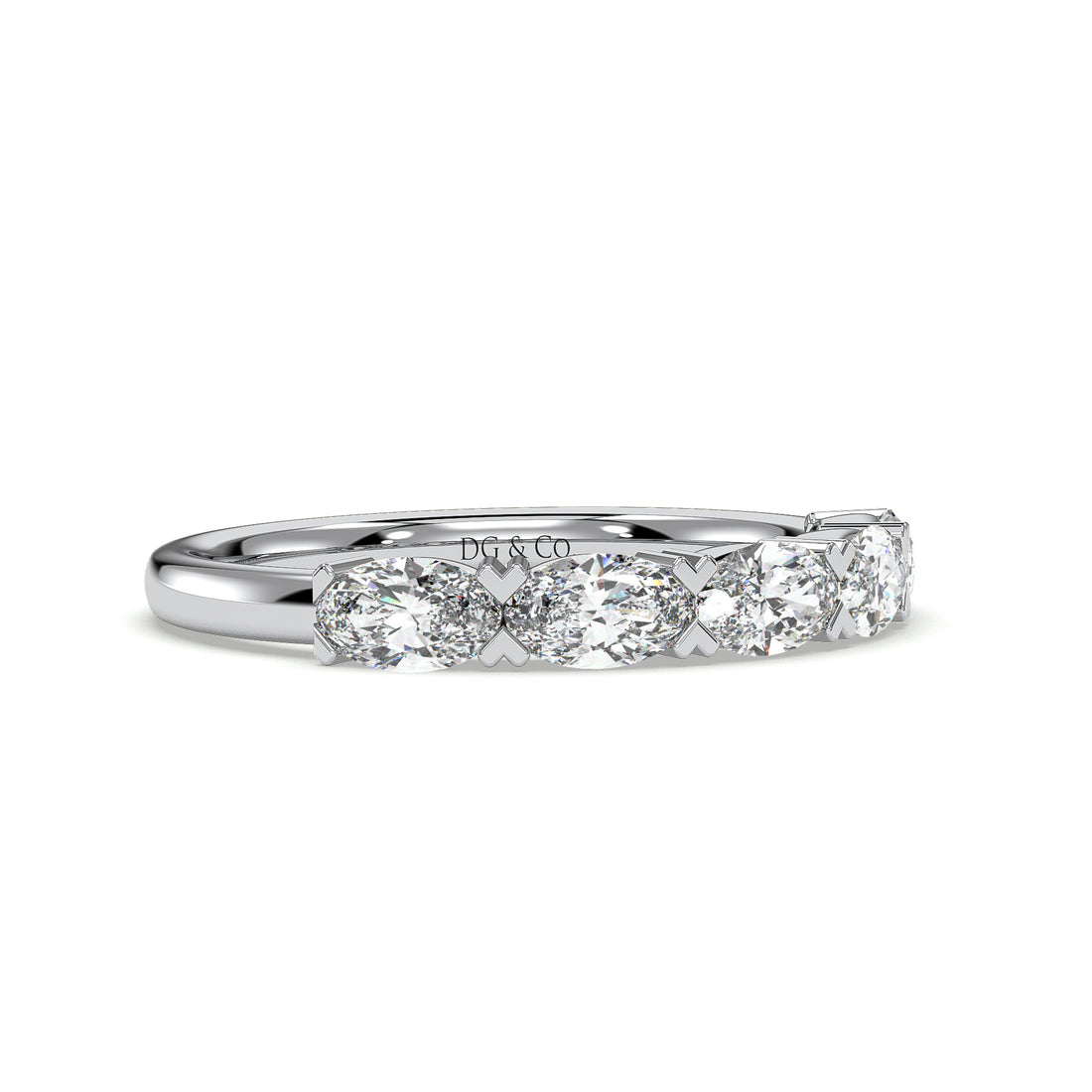 Kenny Oval Cut Heart Claw Setting Ladies Diamond Wedding Ring - 18K White