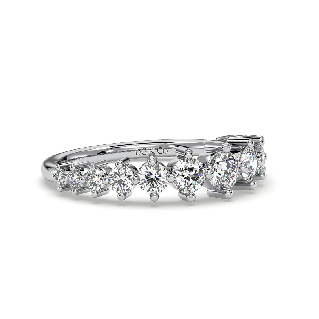 Confetti Ladies Diamond Brilliant Cut Claw Set Wedding Band - 18K White