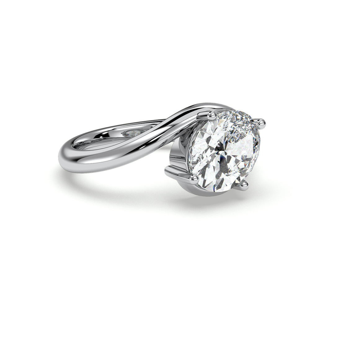 Mila Oval Cut East West Setting Solitaire Diamond Ring - 18K White