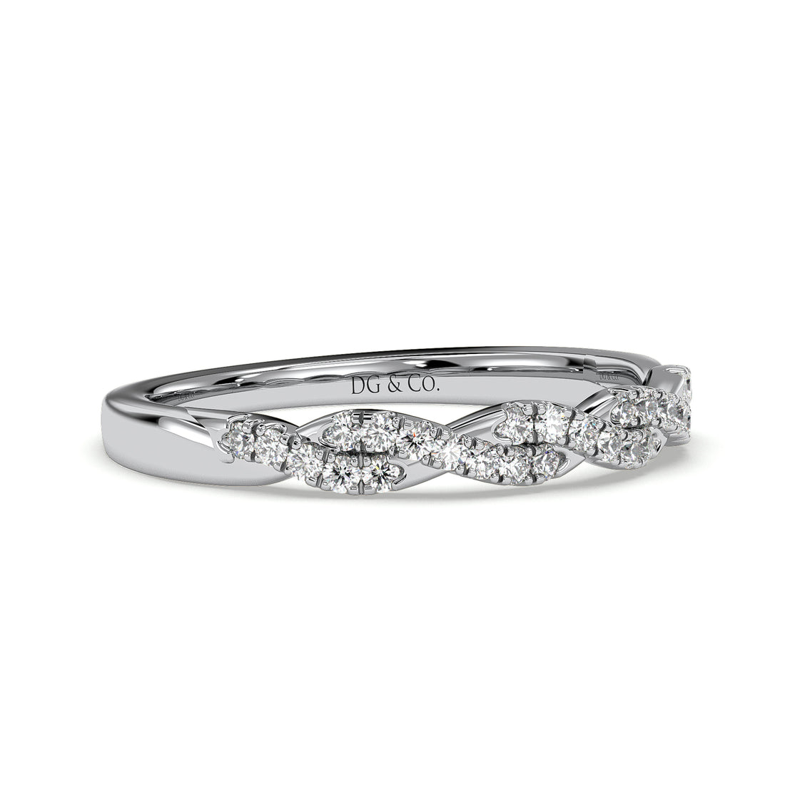 Norata Twist Diamond Anniversary Wedding Ring Pave Setting - 18K White