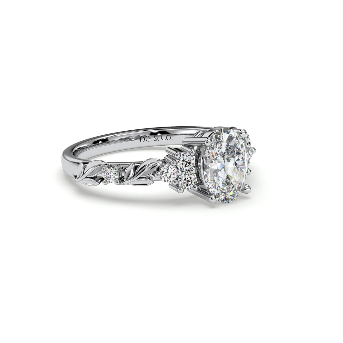 Nargis Oval Cut Four Claw Diamond Ring - 18K White