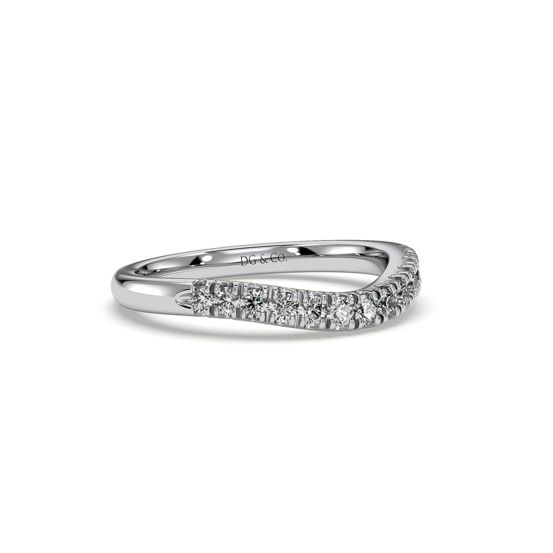 Caro Ladies Carved Diamond Wedding Ring Pave Setting - 18K White