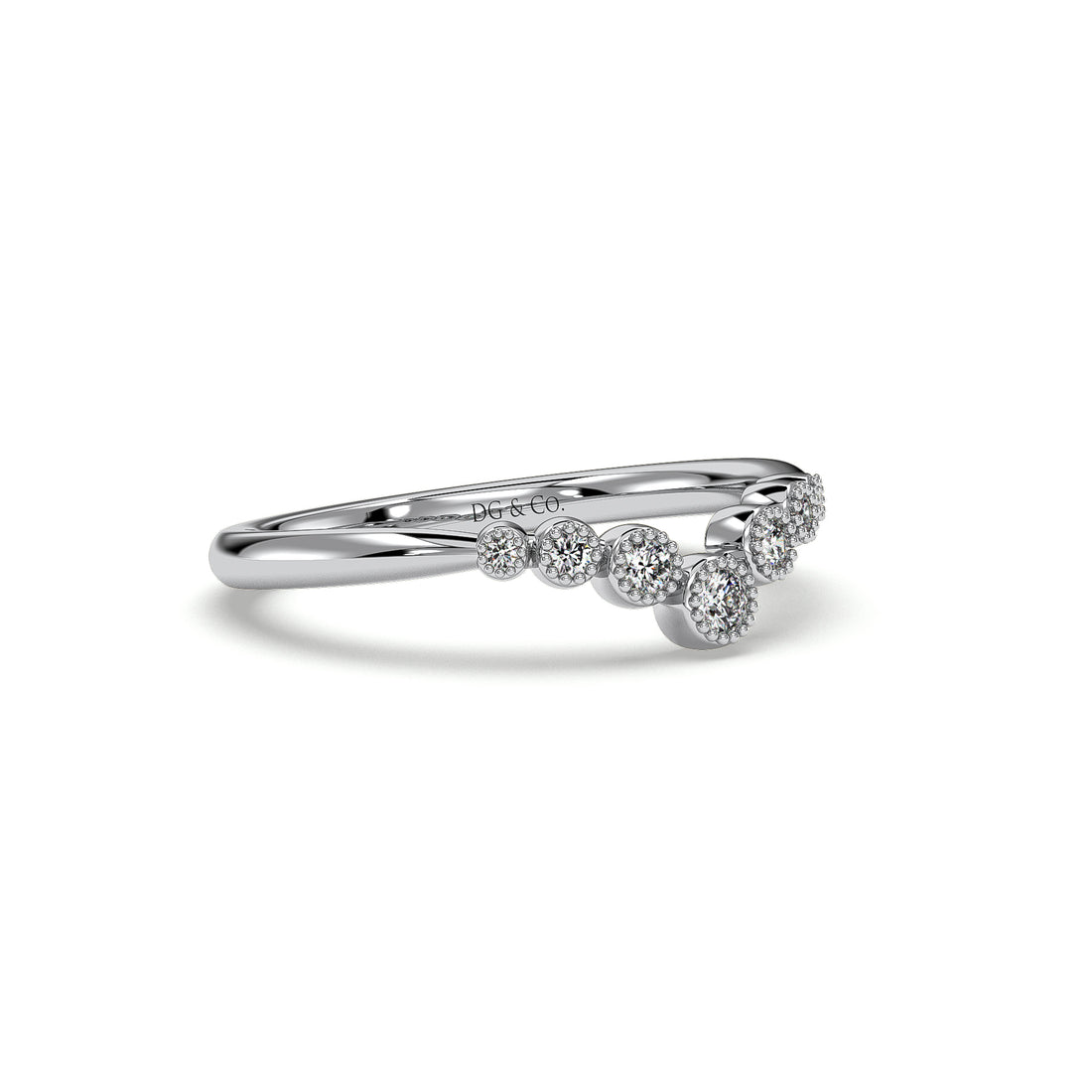 Isolda Antique style Diamond Wedding Ring Claw setting - 18K White