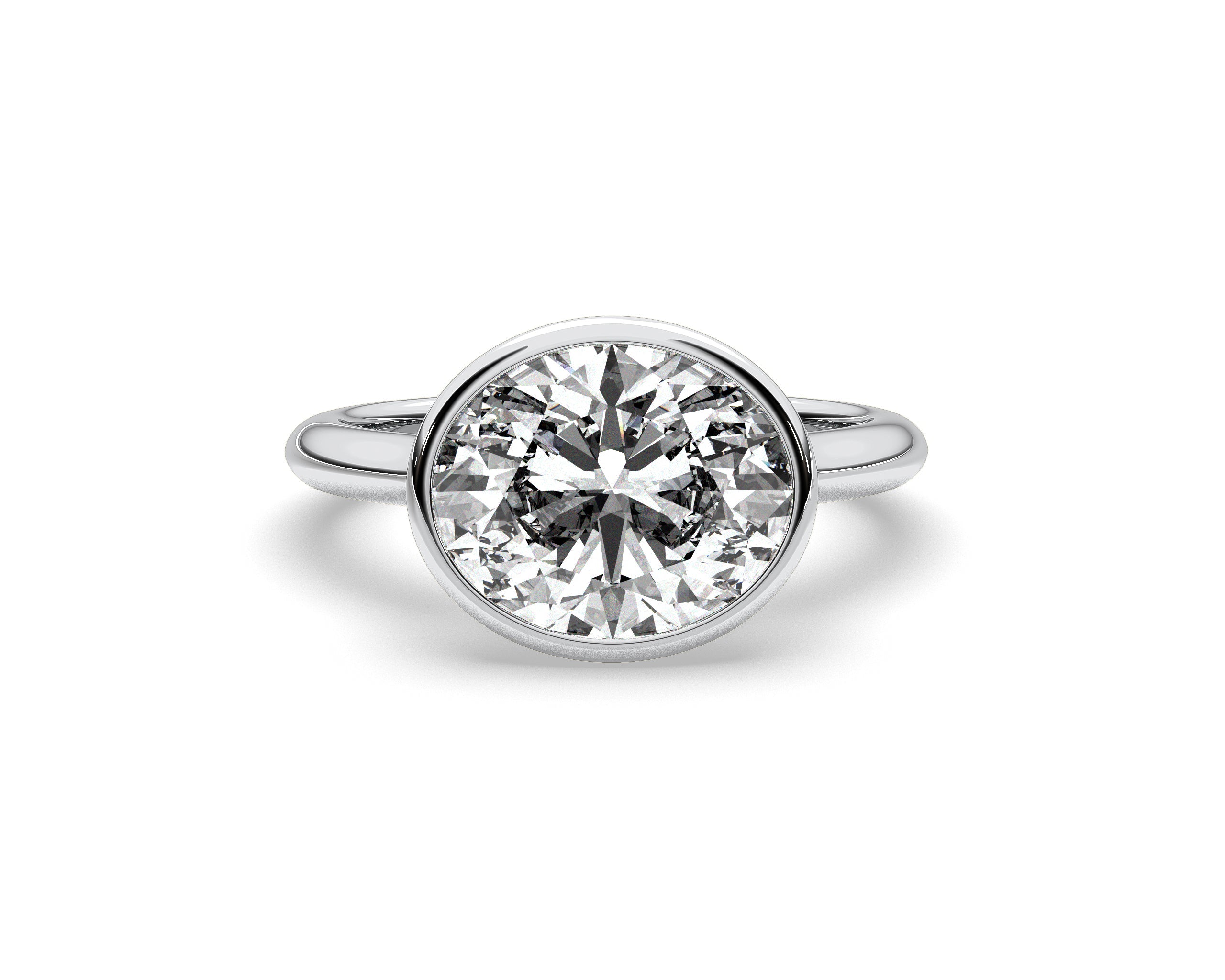 Nadine East West Oval Cut Bezel Setting Diamond Engagement ring - 18K ...