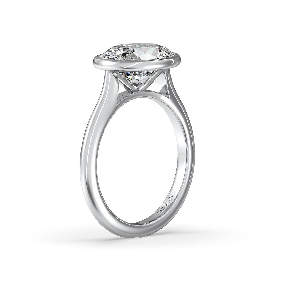 Nadine East West Oval Cut Bezel Setting Diamond Engagement ring - Platinum