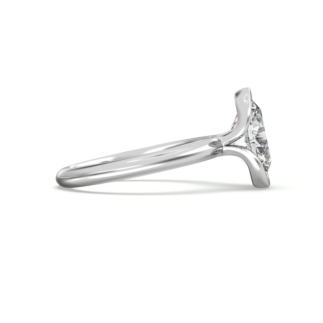 Shae Oval Cut Bezel Setting Solitaire Diamond Engagement Ring - 18K White
