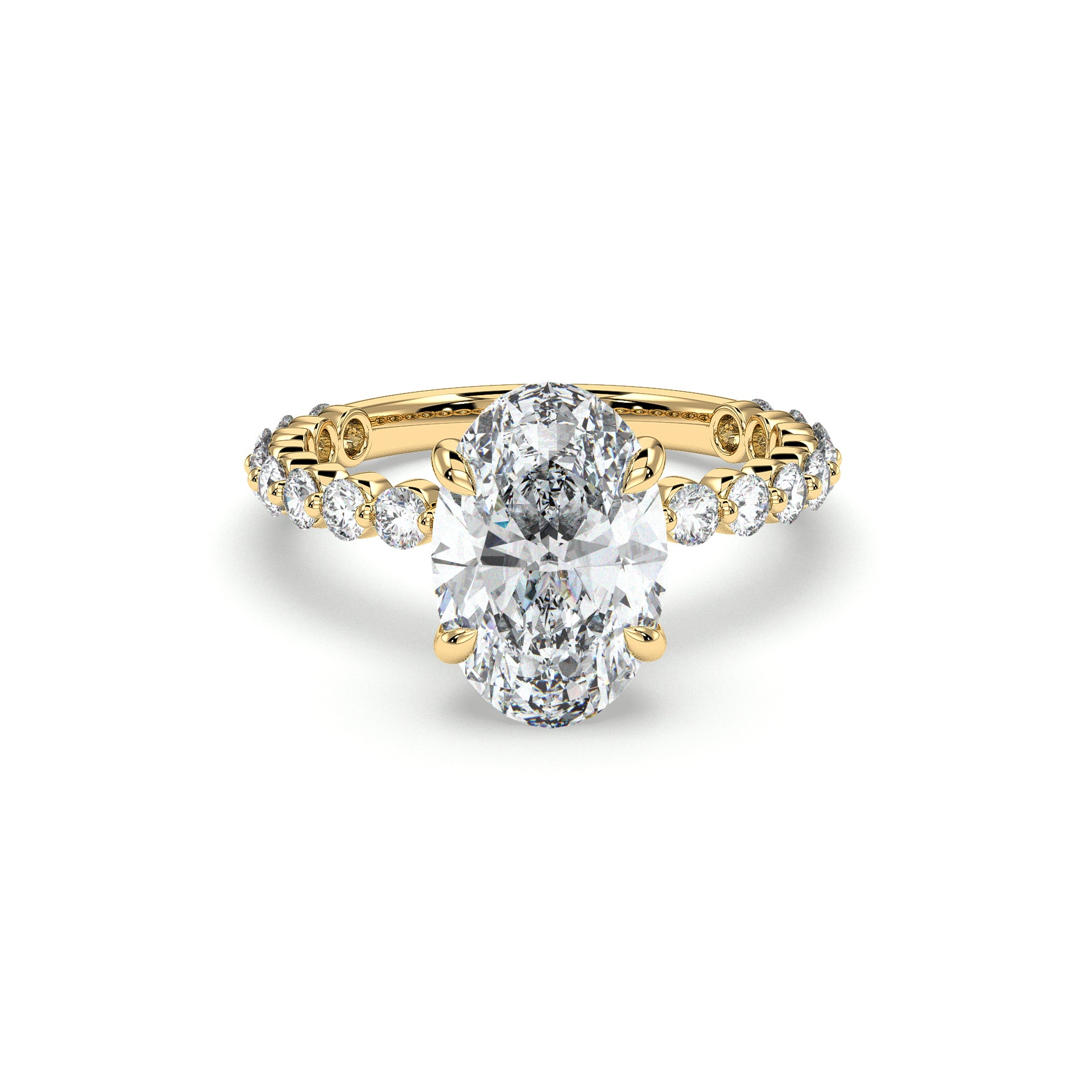 Aidah Oval Cut Hidden Halo Share Prong Side Stone Setting Diamond Ring ...