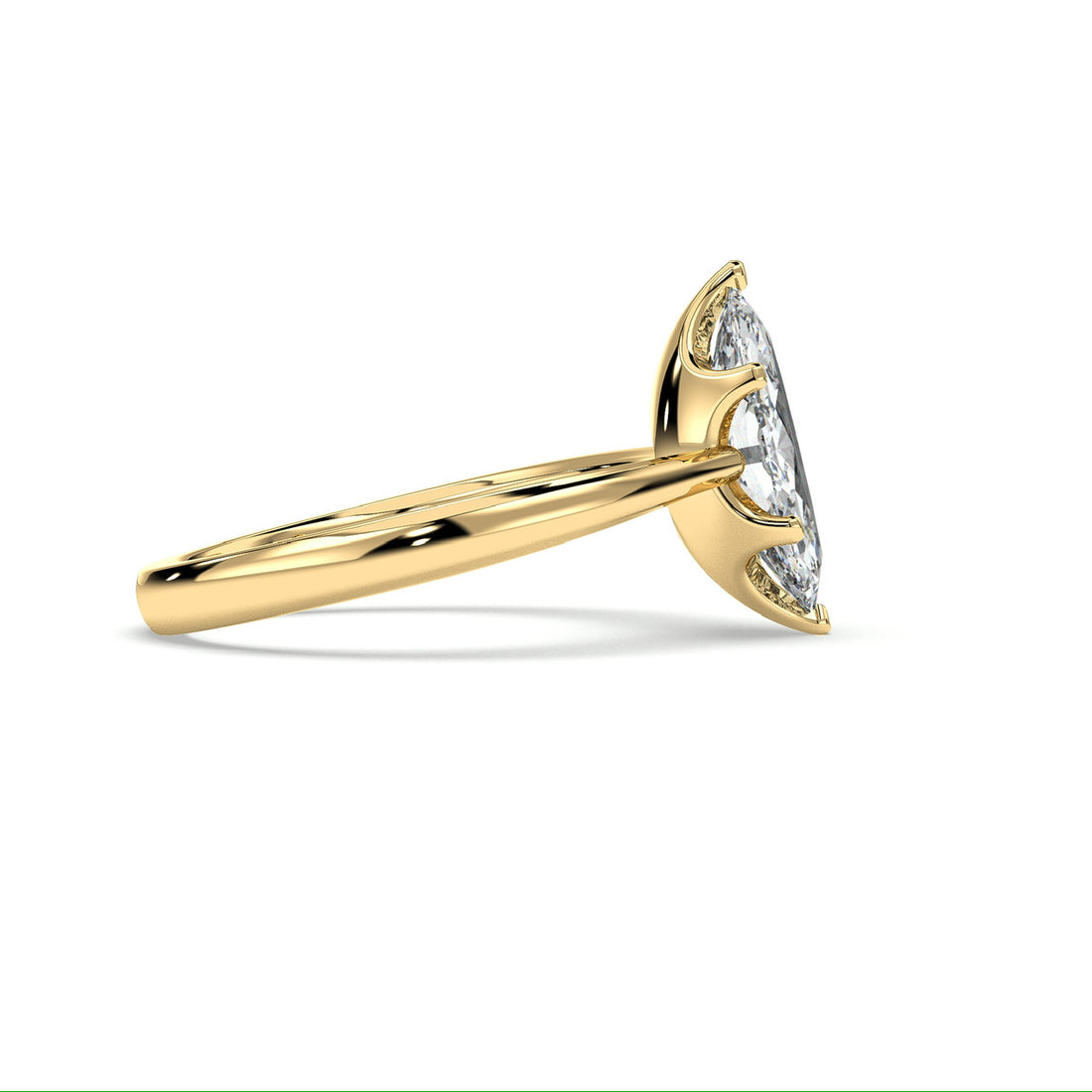 Nora Low Setting Marquise cut Solitaire Six Claw Tapered Band Diamond Engagement Ring - 18K Yellow