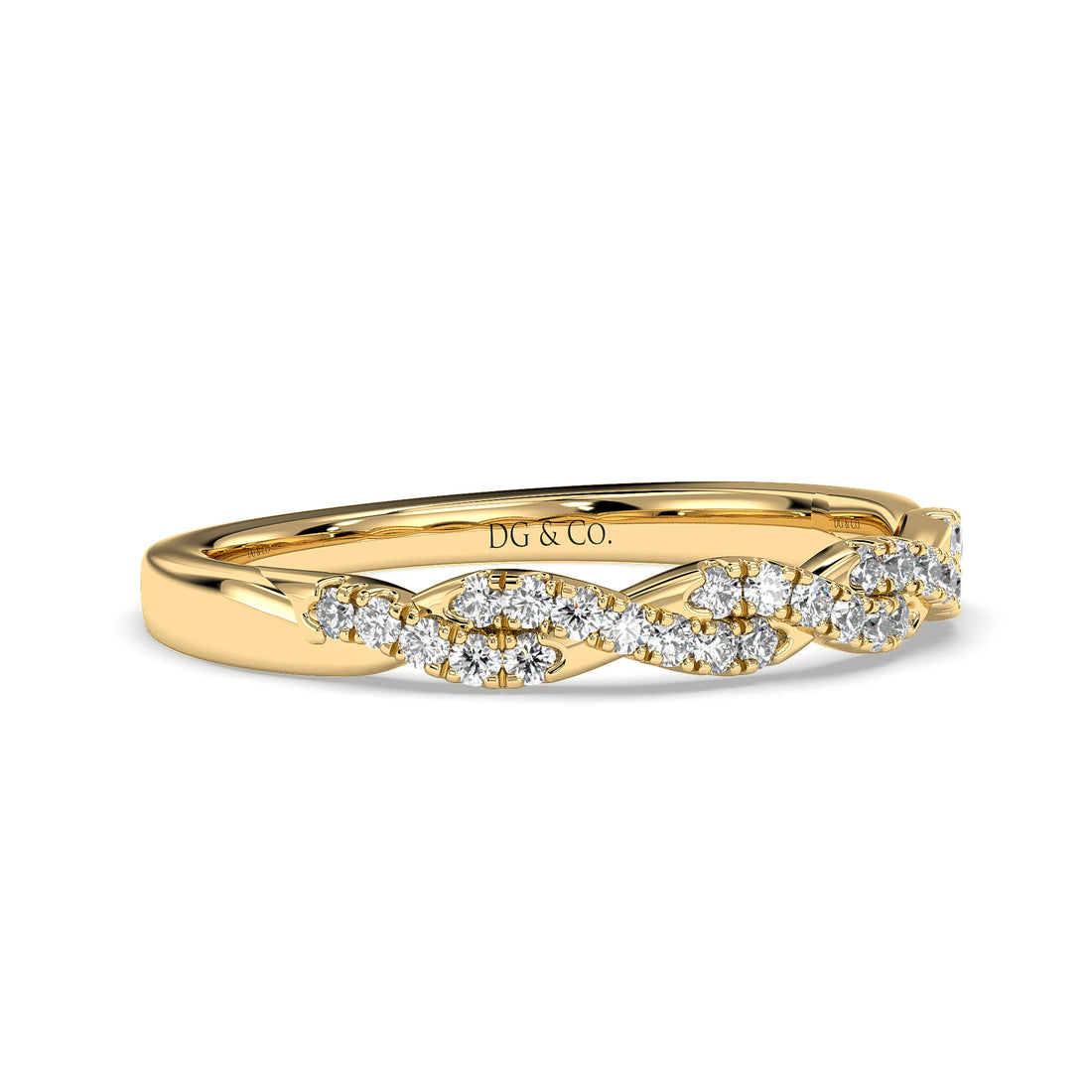 Norata Twist Diamond Anniversary Wedding Ring Pave Setting - 18K Yellow