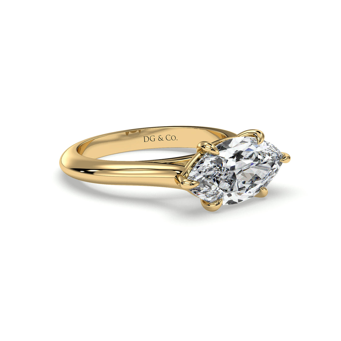 Sunday Marquise Cut Cathedral East West Setting Diamond Ring - 18K Yellow