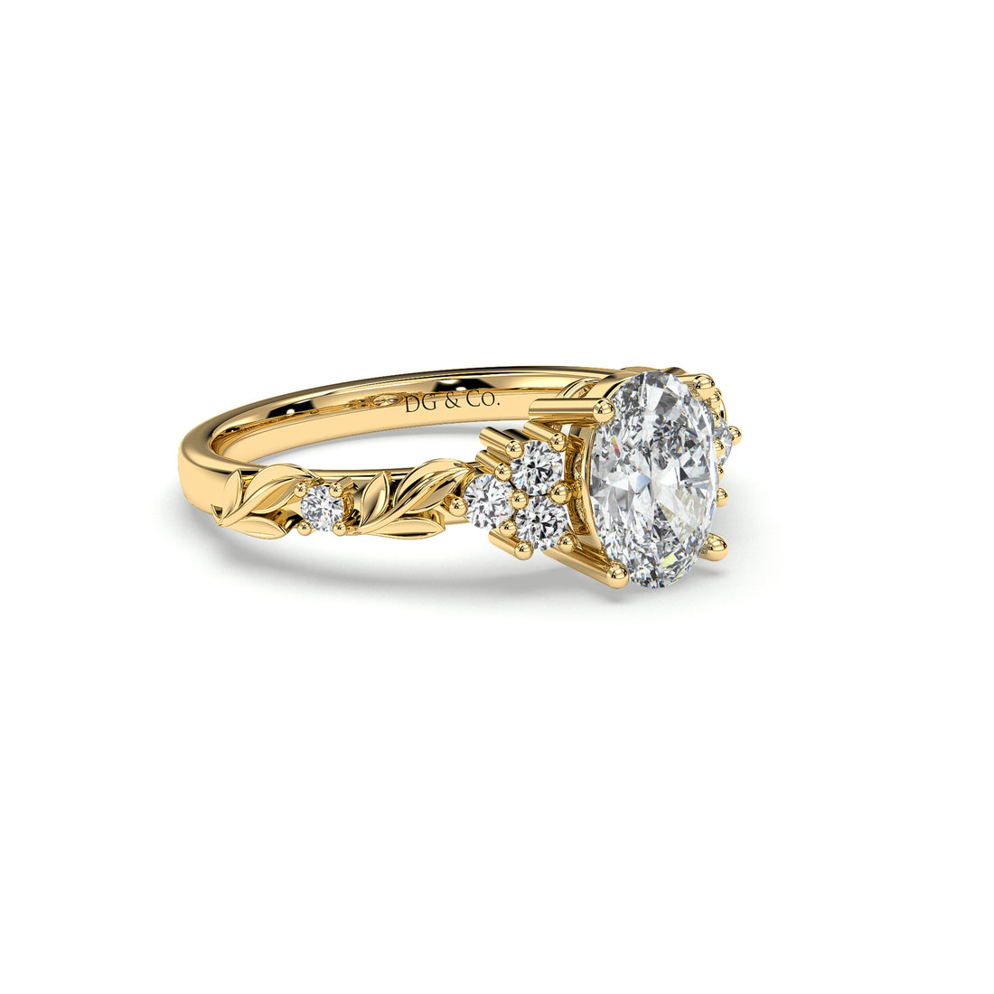 Nargis Oval Cut Four Claw Diamond Ring - 18K Yellow