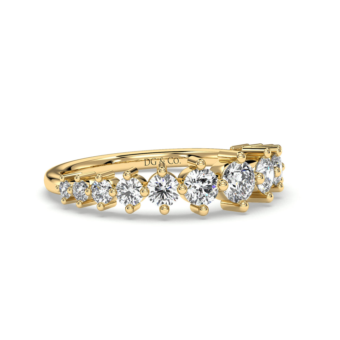 Confetti Ladies Diamond Brilliant Cut Claw Set Wedding Band - 18K Yellow