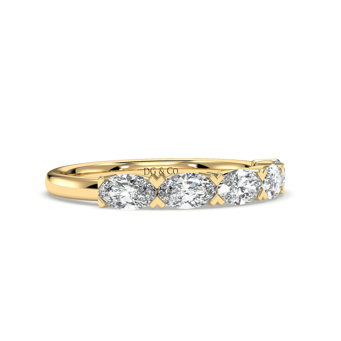 Kenny Oval Cut Heart Claw Setting Ladies Diamond Wedding Ring - 18K Yellow
