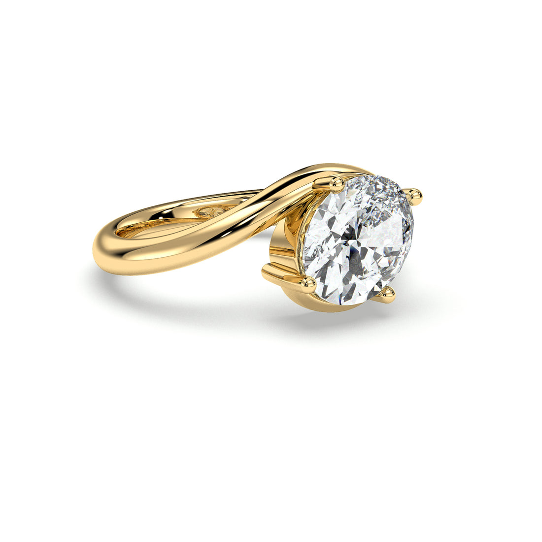 Mila Oval Cut East West Setting Solitaire Diamond Ring - 18K Yellow