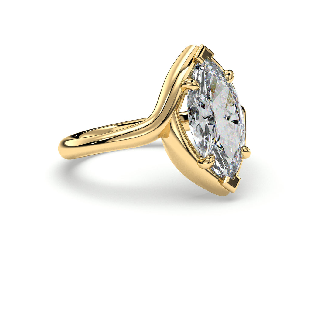 Salma Marquise Cut Six Claw Diamond Engagement Ring - 18K Yellow