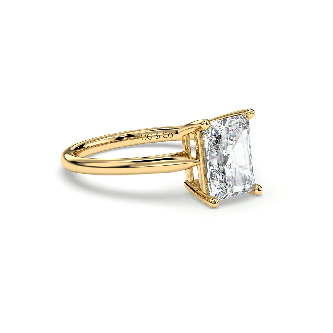 Celtic Solitaire Radiant Cut Cathedral Style Tapered Band Diamond Engagement Ring - 18K Yellow