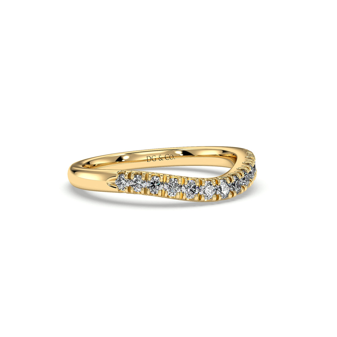 Caro Ladies Carved Diamond Wedding Ring Pave Setting - 18K Yellow