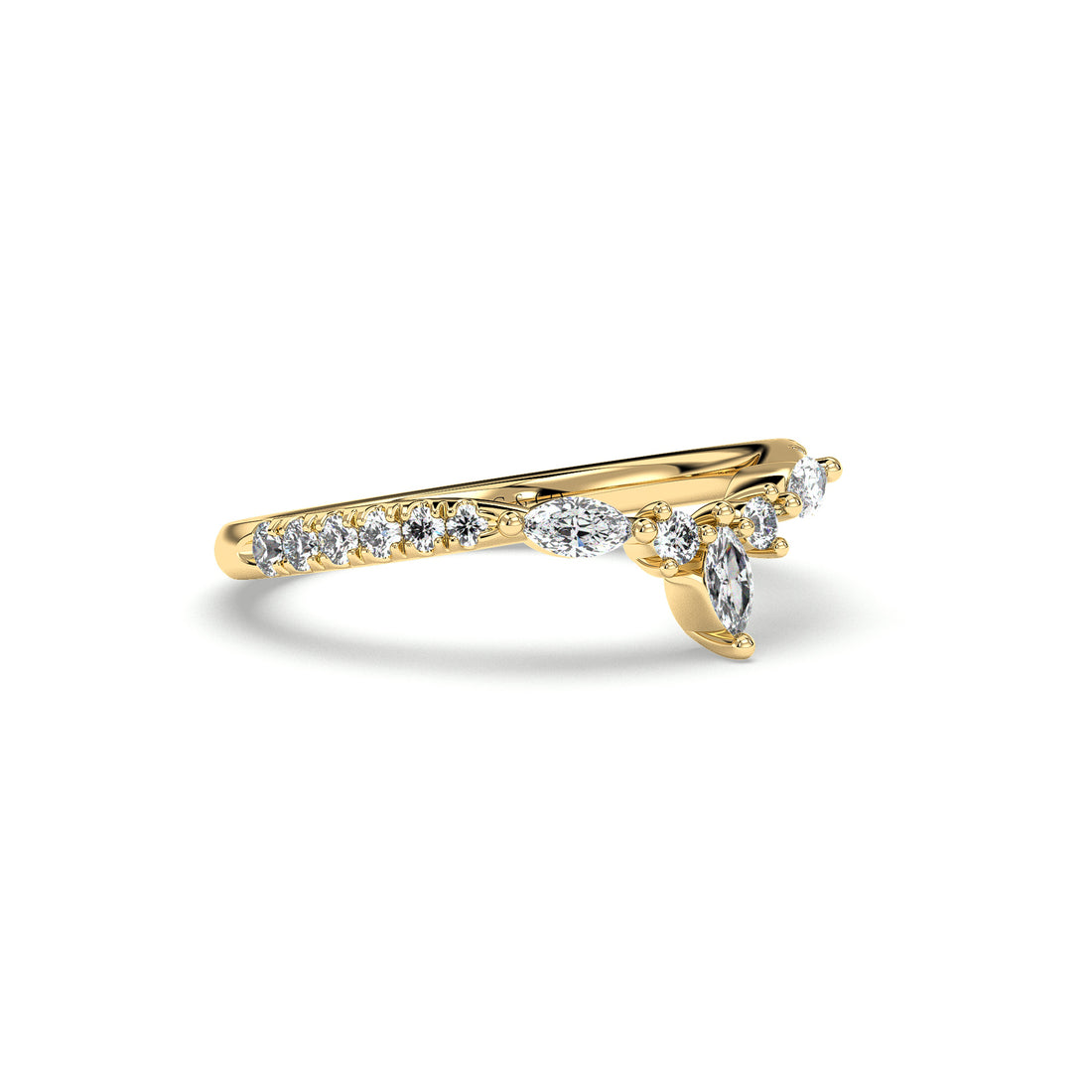 Carson Crown Curves Diamond Wedding Ring  Marquise and Round Cut Diamonds Setting - 18K Yellow