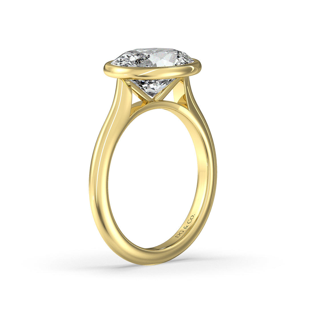 Nadine East West Oval Cut Bezel Setting Diamond Engagement ring - 18K Yellow