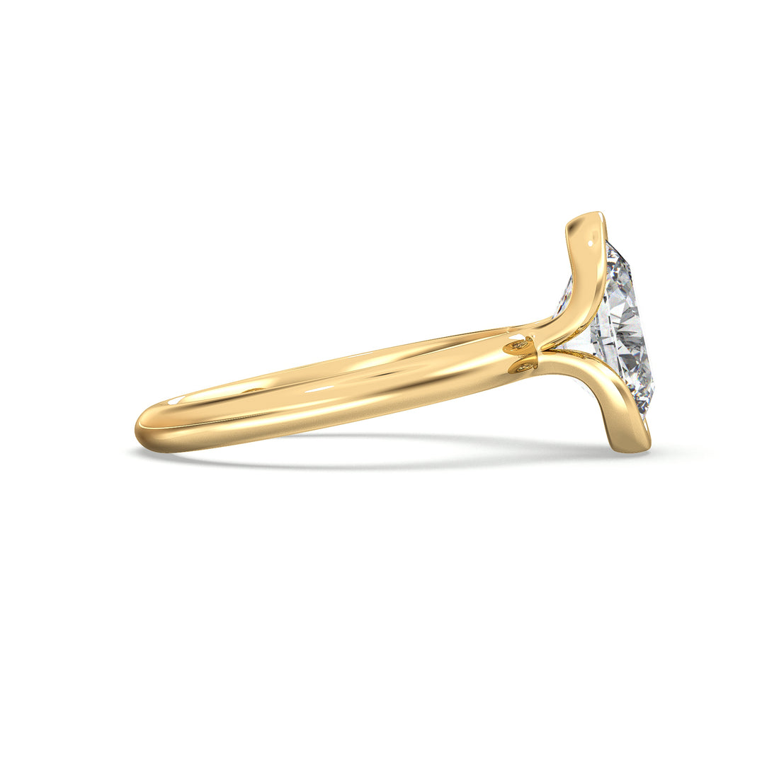 Shae Oval Cut Bezel Setting Solitaire Diamond Engagement Ring - 18K Yellow