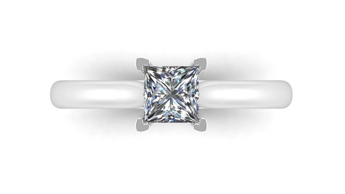 Flawless Diamond Princess Cut 4 Claw Setting Solitaire Engagement Ring In 18K White Gold - DG & Co. Jewellery