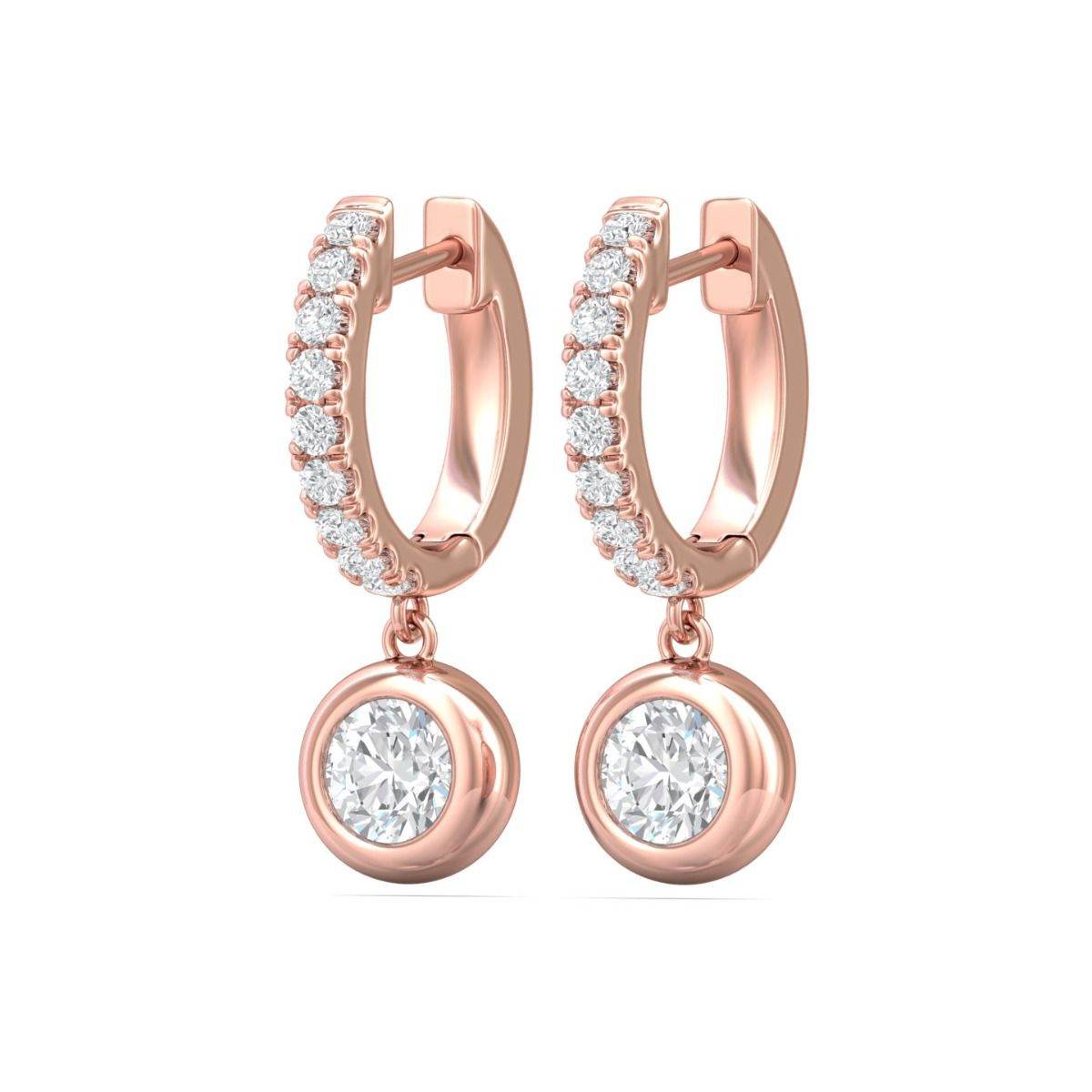 Bezel Set 1.75CT Lab Grown Diamond Hoop Earrings Pave Set Loop Stone In 18K Rose Gold - DG & Co. Jewellery