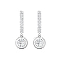 Hoop Diamond Earring Round Cut Bezel Setting Centre Stone Pave Setting Side Stone in 18K White Gold - DG & Co. Jewellery