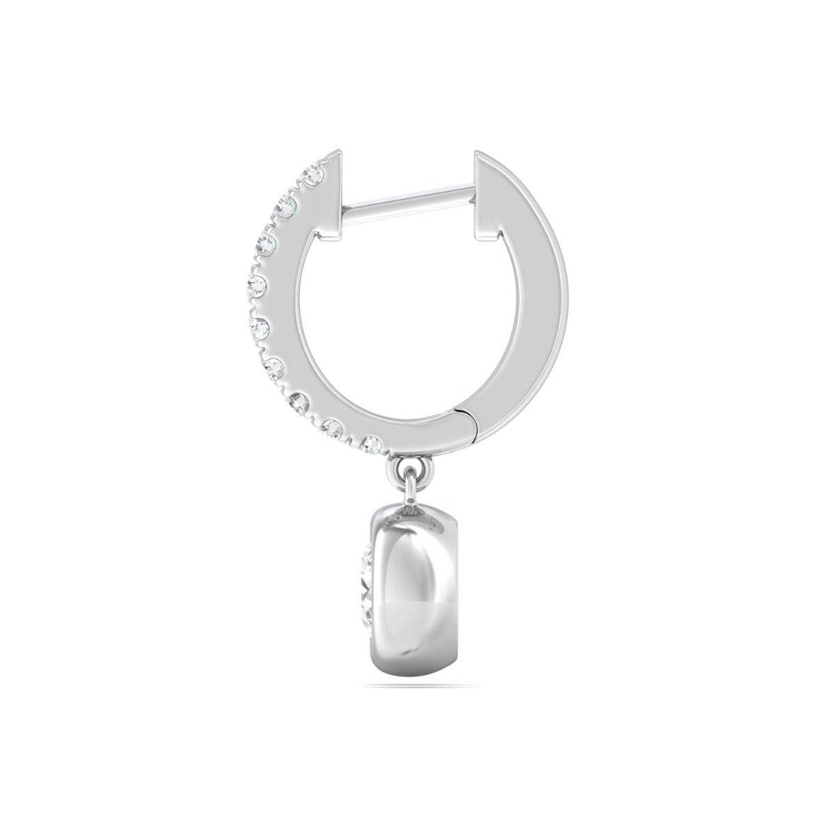 Hoop Diamond Earring Round Cut Bezel Setting Centre Stone Pave Setting Side Stone in 18K White Gold - DG & Co. Jewellery