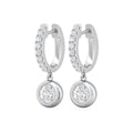 Hoop Diamond Earring Round Cut Bezel Setting Centre Stone Pave Setting Side Stone in 18K White Gold - DG & Co. Jewellery