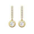 Round Cut Bezel Setting Diamond Earring Hoop Style In 18K Yellow Gold - DG & Co. Jewellery