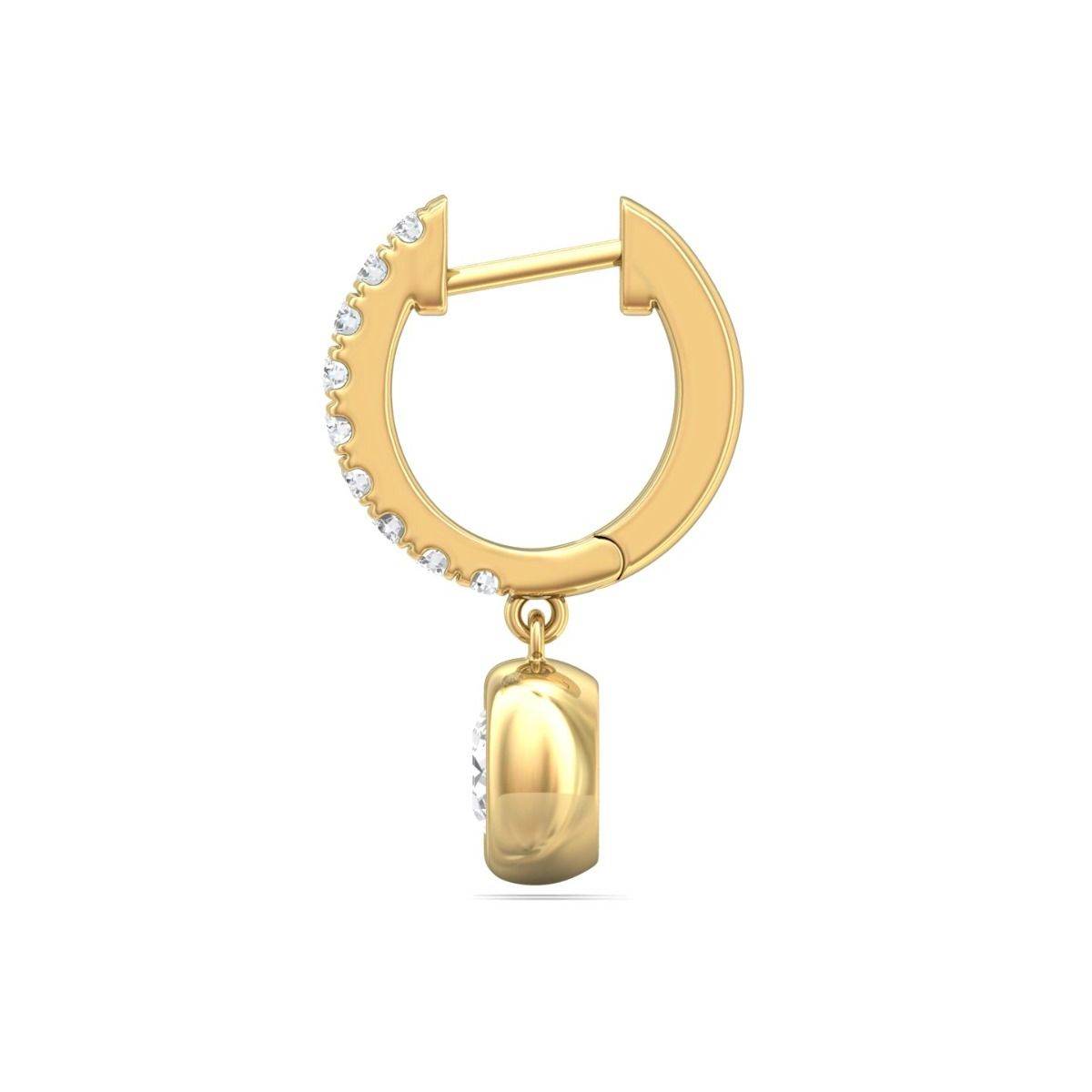 Round Cut Bezel Setting Diamond Earring Hoop Style In 18K Yellow Gold - DG & Co. Jewellery